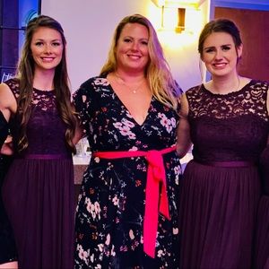 Eliza J Spring High Low Navy Pink Dress Sz 18